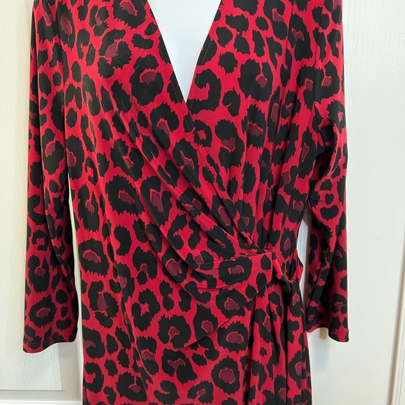NWT Anne Klein Red and Black Animal Print Dress - Picture 2 of 5